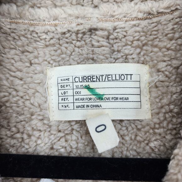 Current Elliott Bone White The Sherpa Faux Shearling Asymmetrical Jacket Size 0 - Picture 4 of 7